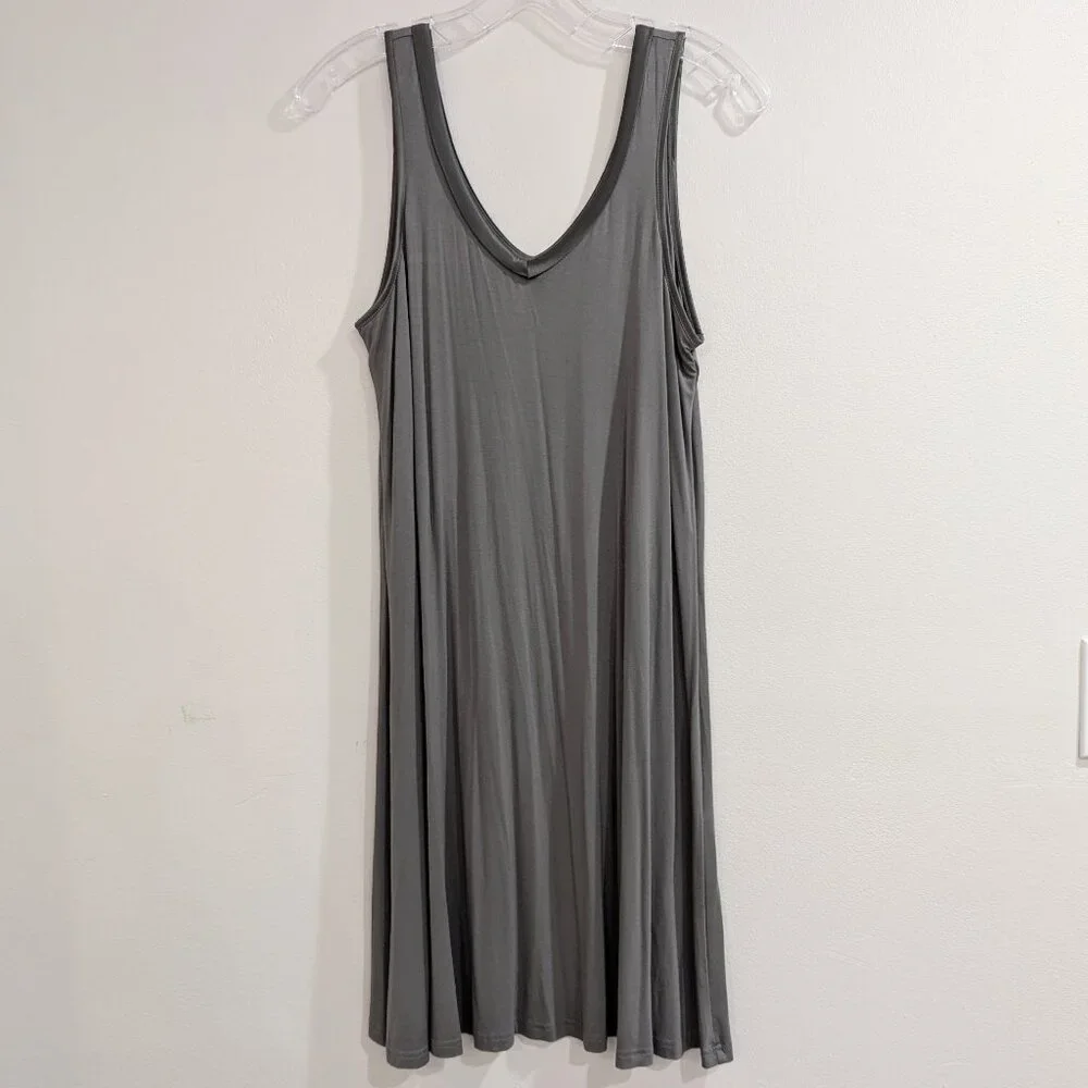 FACEPLANT DREAMS Nwt Bamboo V-Neck Nightshirt S Earl Gray Gray/Green SOFT - Picture 3 of 15